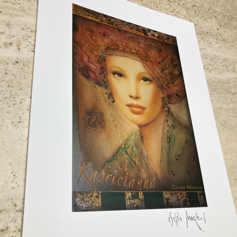 Csaba Markus “Kapricanna” lithograph with Spot varrnish. 12” x 9“ with signature
